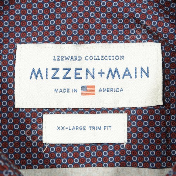 Mizzen + Main Trim Fit Dobby Print Sport Shirt in Blue / Read Size 2XL - Picture 4 of 5